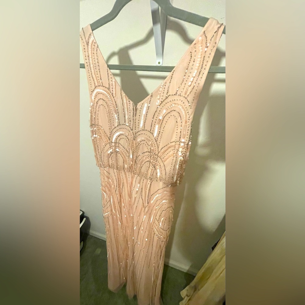 Like new Adrianna Papell sequenced long gown, size 2.